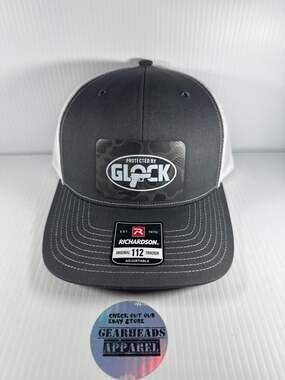 Richardson 112 Protected By Glock Leatherette duck camo Patch Trucker Hat Charco